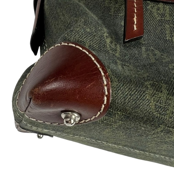 DOONEY & BOURKE Green logo fabric with Brown leather trims Satchel Bag - Picture 13 of 15